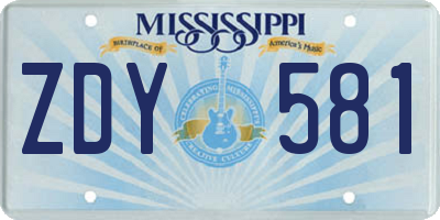 MS license plate ZDY581