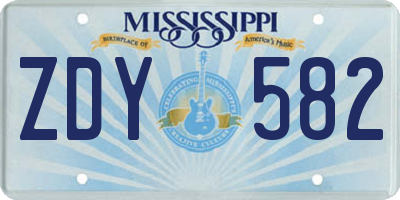 MS license plate ZDY582