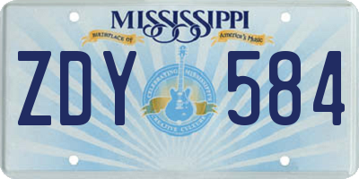 MS license plate ZDY584