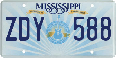 MS license plate ZDY588