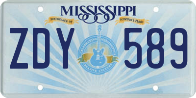 MS license plate ZDY589