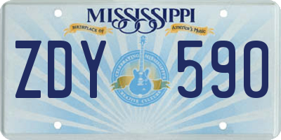 MS license plate ZDY590