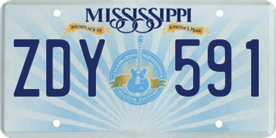 MS license plate ZDY591