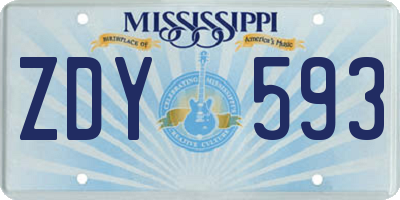 MS license plate ZDY593