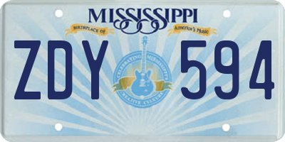 MS license plate ZDY594