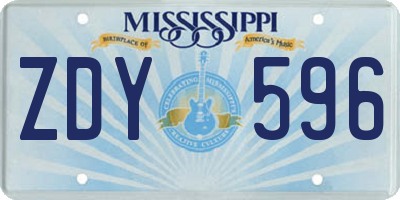 MS license plate ZDY596