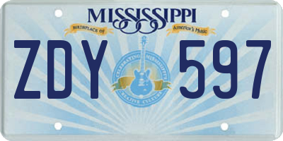 MS license plate ZDY597