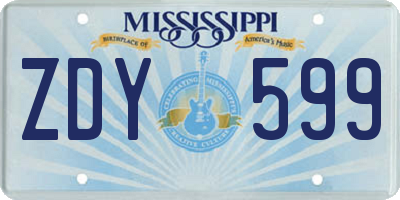 MS license plate ZDY599