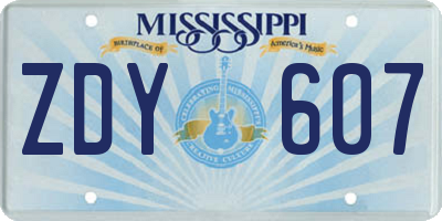 MS license plate ZDY607