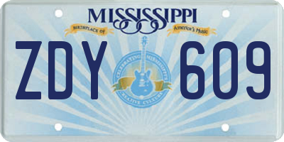 MS license plate ZDY609