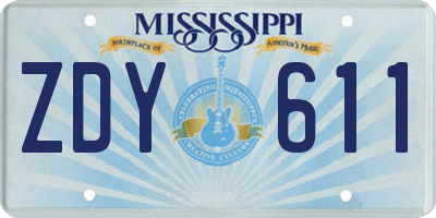 MS license plate ZDY611