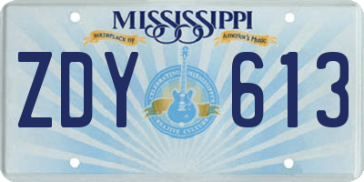 MS license plate ZDY613