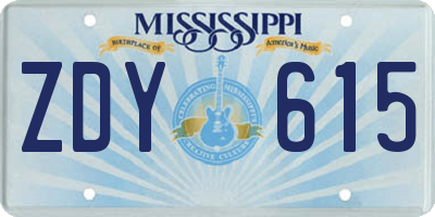 MS license plate ZDY615