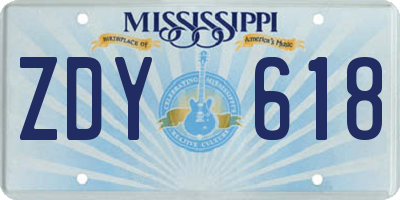 MS license plate ZDY618