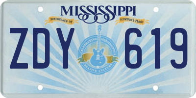 MS license plate ZDY619