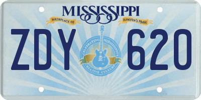 MS license plate ZDY620