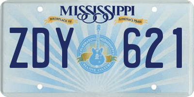 MS license plate ZDY621