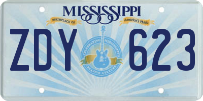 MS license plate ZDY623