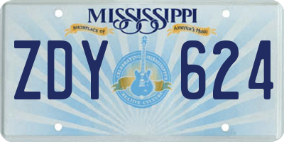 MS license plate ZDY624