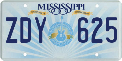MS license plate ZDY625