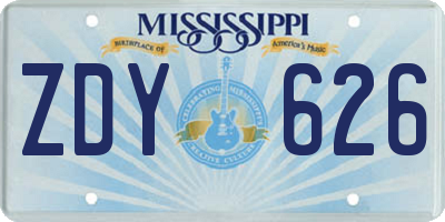 MS license plate ZDY626