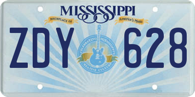 MS license plate ZDY628
