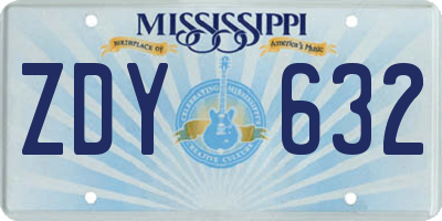 MS license plate ZDY632