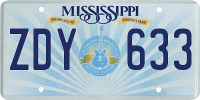 MS license plate ZDY633