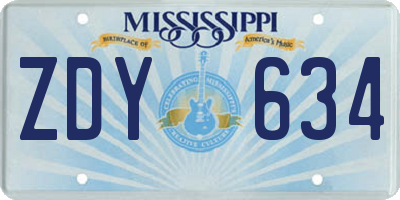 MS license plate ZDY634