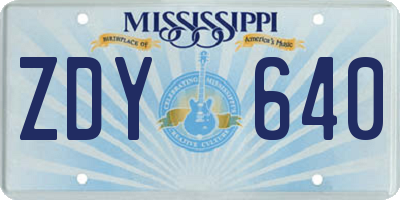 MS license plate ZDY640