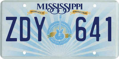 MS license plate ZDY641