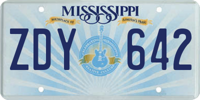 MS license plate ZDY642