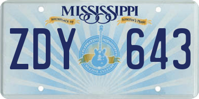 MS license plate ZDY643