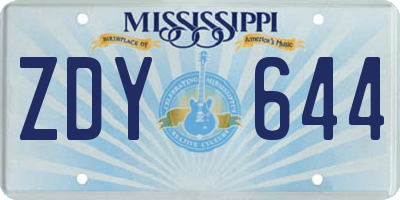 MS license plate ZDY644