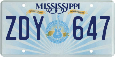 MS license plate ZDY647