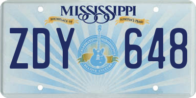 MS license plate ZDY648