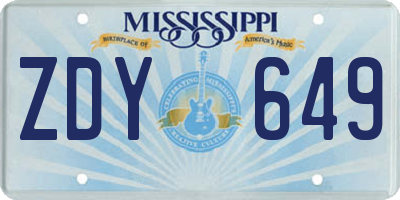 MS license plate ZDY649