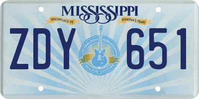 MS license plate ZDY651