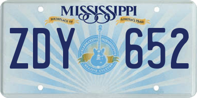 MS license plate ZDY652