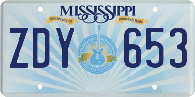 MS license plate ZDY653