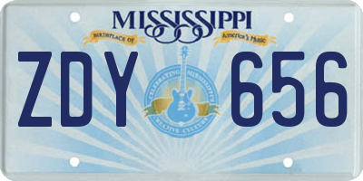 MS license plate ZDY656
