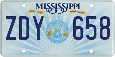 MS license plate ZDY658