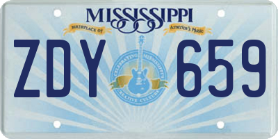 MS license plate ZDY659