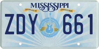 MS license plate ZDY661