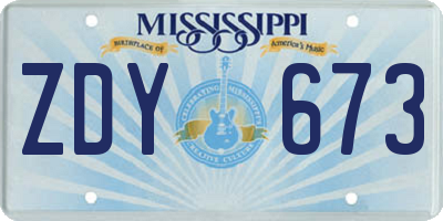 MS license plate ZDY673