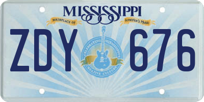 MS license plate ZDY676