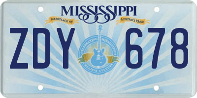 MS license plate ZDY678