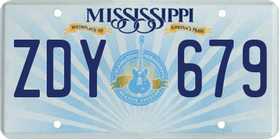 MS license plate ZDY679