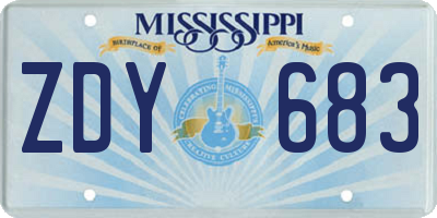 MS license plate ZDY683