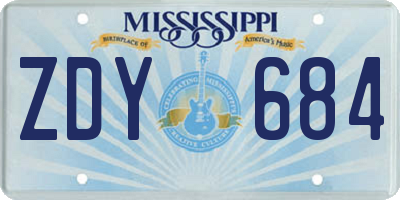 MS license plate ZDY684